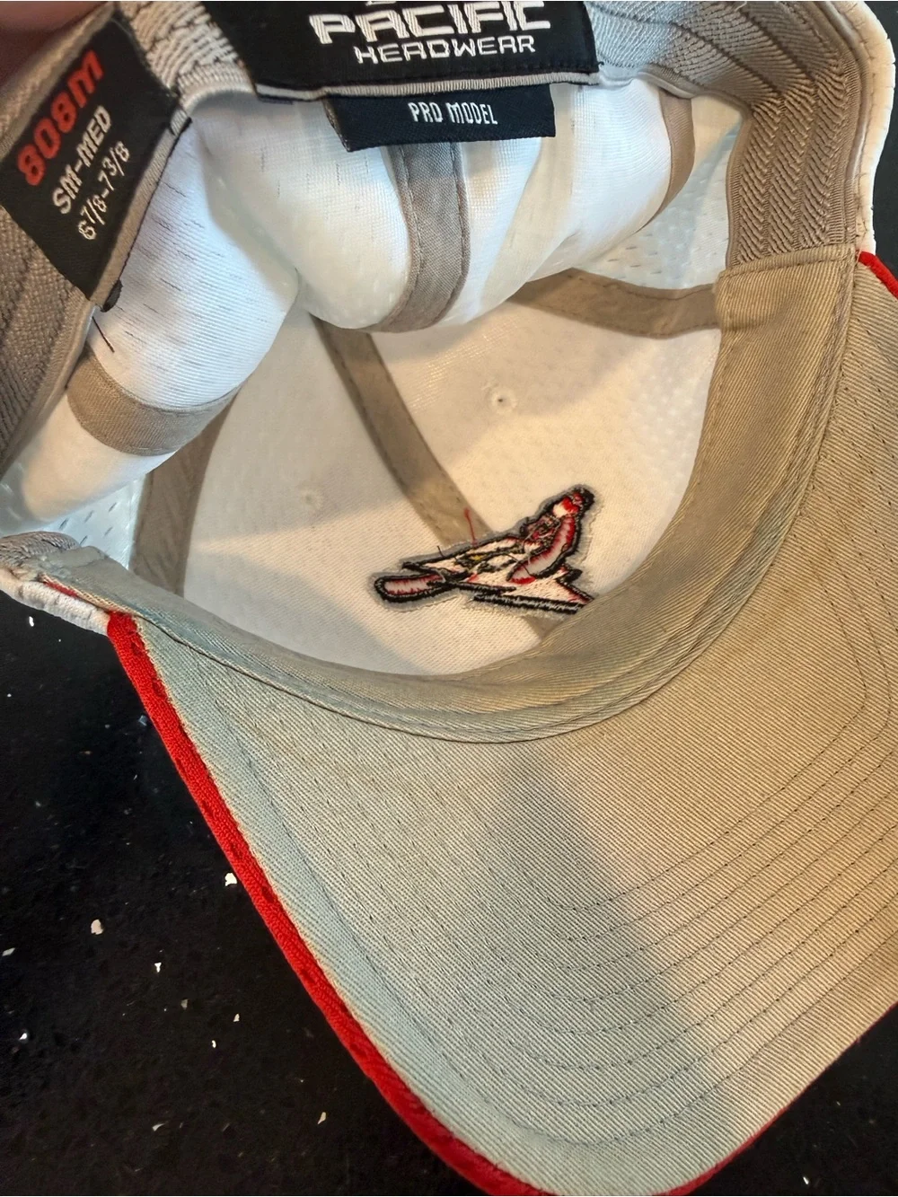 Pacifica White and Red Mesh Baseball Cap with Lightning Mascot